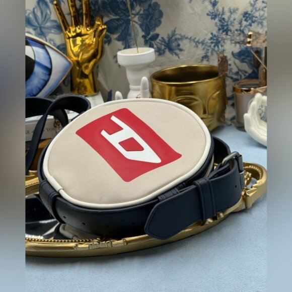 🆕 DIESEL 🧿 NWOT Rinke Circle Shoulder Bag - Neutral Beige, Red, White & Blue - Picture 6 of 16